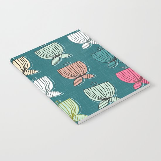 flower cups teal Notebook