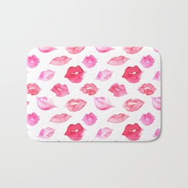 Watercolor pink lips pattern Badematte