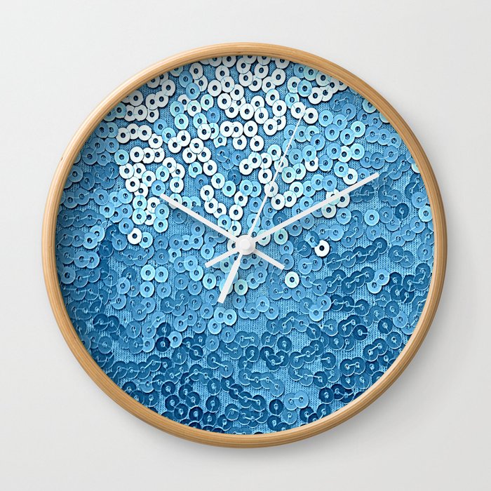 Blue Sequins Wall Clock