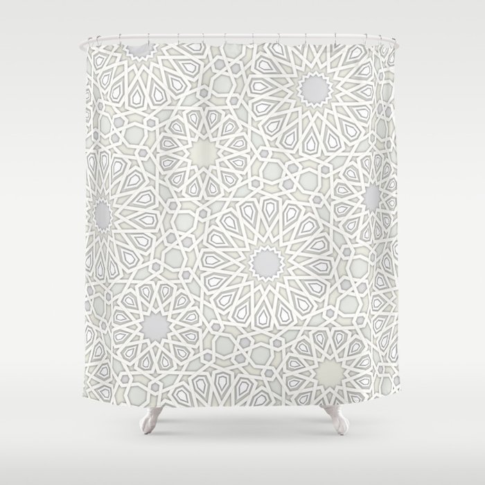White Moroccan Tiles Pattern Shower Curtain By Martaolgaklara