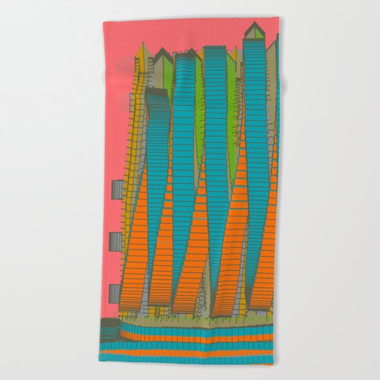Fabulous Lights on Boulevard Glass Buildings Beach Towel