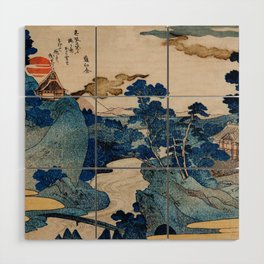 Cottages On Cliffs Traditional Japanese Landscape Wood Wall Art