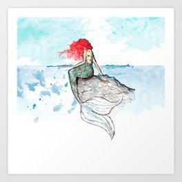 Mermaid - watercolor version Art Print