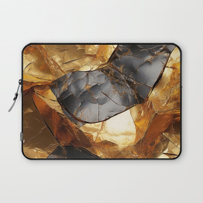 Gold and black shiny metal pattern Laptop Sleeve