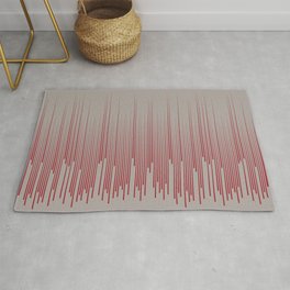Red and Gray Minimal Frequency Line Art Pattern 2021 Color of the Year Satin Paprika and Satin Drift Rug