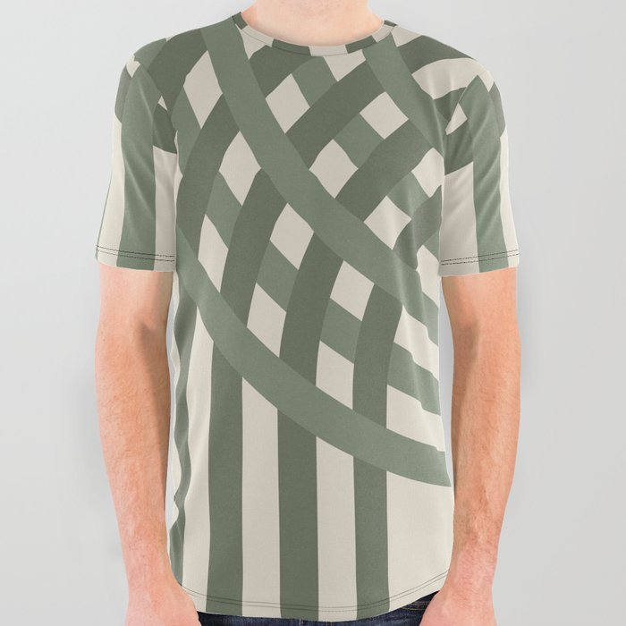 Sage Green Arches on Beige All Over Graphic Tee