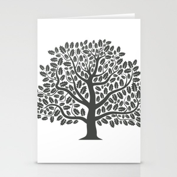 Set of trees of an oak. A vector illustration Stationery Cards
