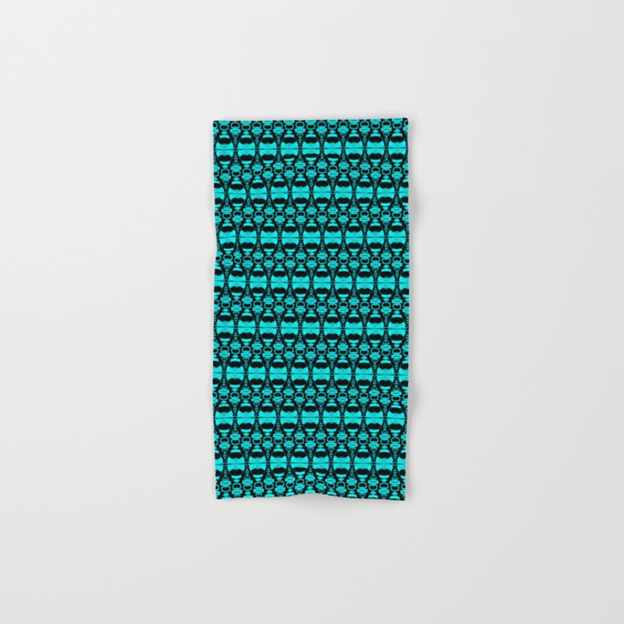 Abstract Pattern Dividers 02 in Turquoise Black Hand & Bath Towel