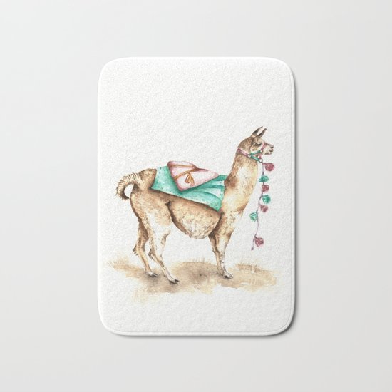 Watercolor Llama Bath Mat