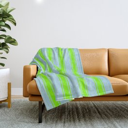 [ Thumbnail: Light Blue and Chartreuse Colored Striped Pattern Throw Blanket ]