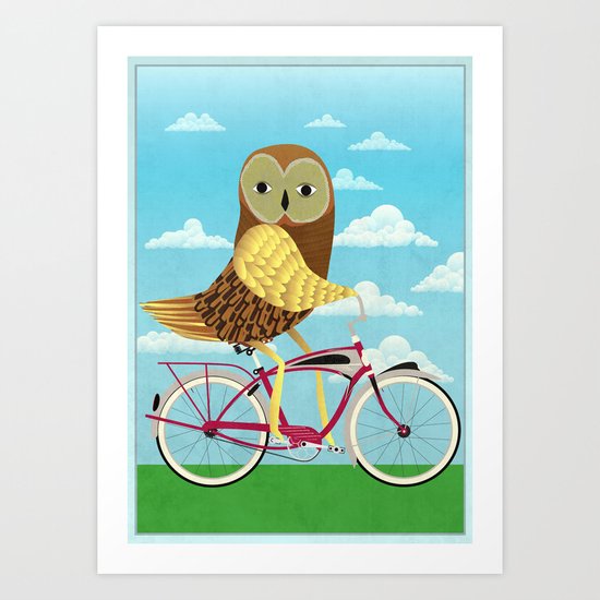 Owl Bicycle Art Print
