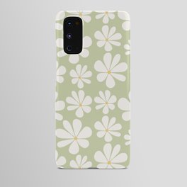 Retro Daisy Pattern - Pastel Green Bold Floral Android Case