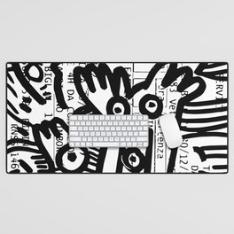 Creatures Graffiti Black and White on French Train Ticket Desk Mat