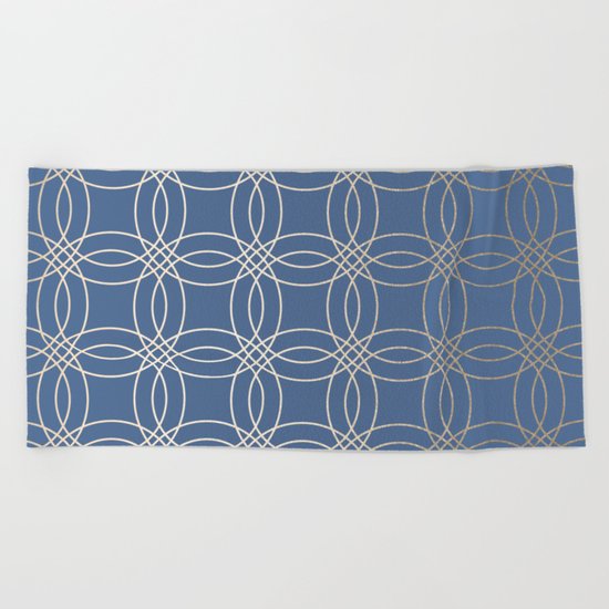 Simply Vintage Link in White Gold Sands and Aegean Blue Beach Towel