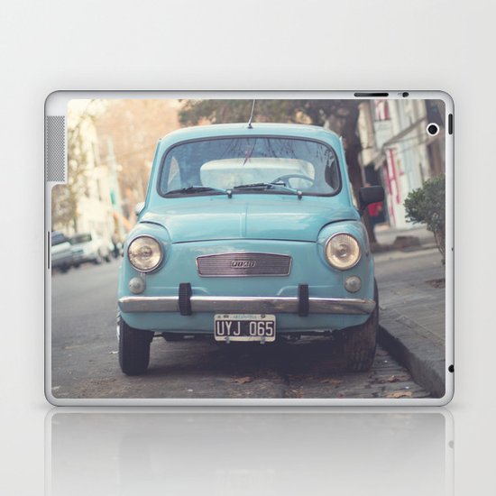 Mint - Blue Retro Fiat Car Laptop & iPad Skin