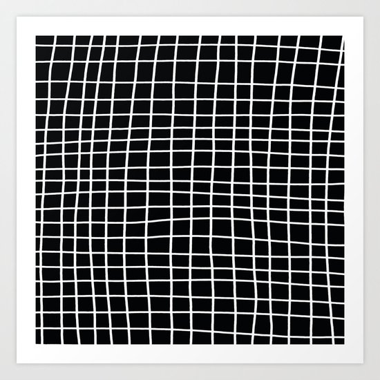 Handdawn Grid Black Art Print