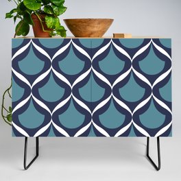 Moroccan Ogee Pattern 2.0 Blue Teal White Ribbon  Credenza