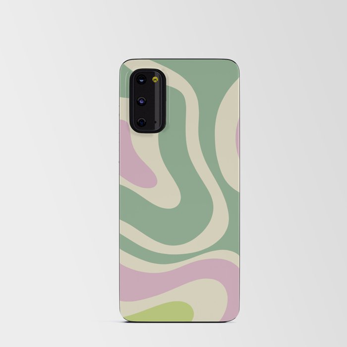 Modern Retro Liquid Swirl Abstract in Soft Pastel Lavender Pink Lime Green Cream Android Card Case