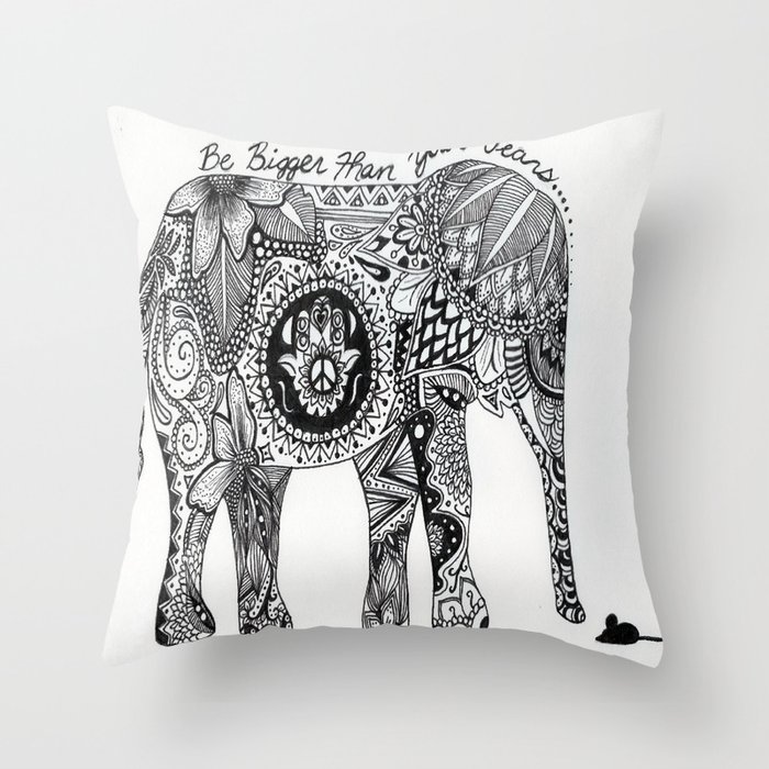 Be Bigger Than Your Fears Indian Elephant Throw Pillow
