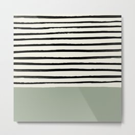 Sage Green x Stripes Metal Print | Painting, Stripes, Sage, Minimalism, Muted, Nature, Minimalistic, Oil, Pattern, Olive 