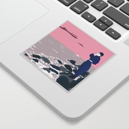 Woman by the sea Sticker