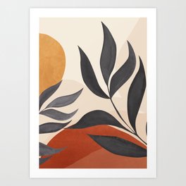 Minimal Abstract Art Tropical Leaves 5 Art Print