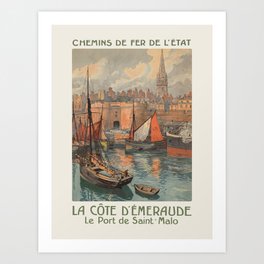 La Cote D’Emeraud, Saint Malo - Vintage french travel poster, 1920s Art Print