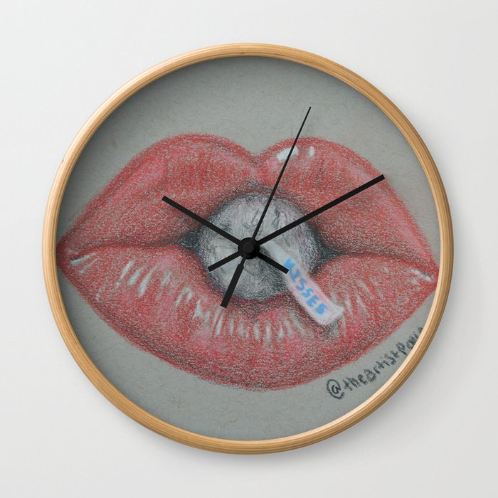 lips with a kiss Wall Clock