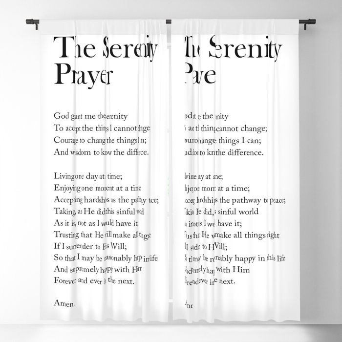 The Serenity Prayer - Reinhold Niebuhr Poem - Literature - Typography Print 1 Blackout Curtain
