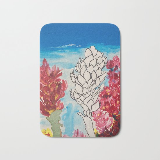Alpinia purpurata – Red Ginger Flower Bath Mat