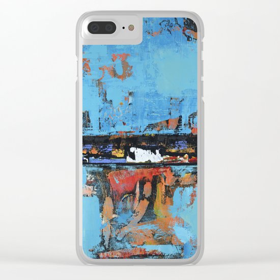 Stallion Blue Modern Painting Abstract Art Landscape Clear iPhone Case