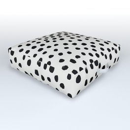 Preppy brushstroke free polka dots black and white spots dots dalmation animal spots design minimal Outdoor Floor Cushion