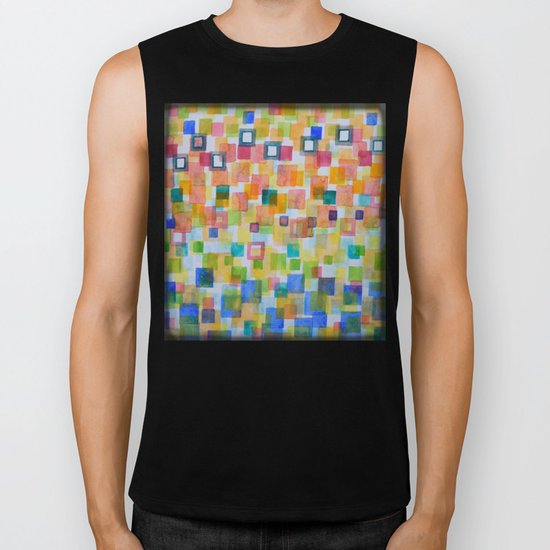 Light Squares and Frames Pattern Biker Tank