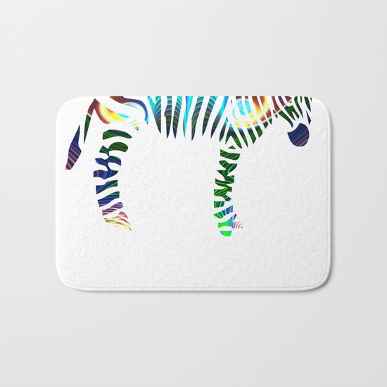 Rainbow Zebra Bath Mat