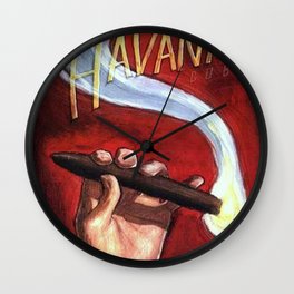 All Red Cohiba Cuban Habanos Cigars Aficionado Vintage Advertisement Poster; Habana, Cuba Wall Decor Wall Clock