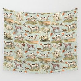 Hounds on Mint Wall Tapestry