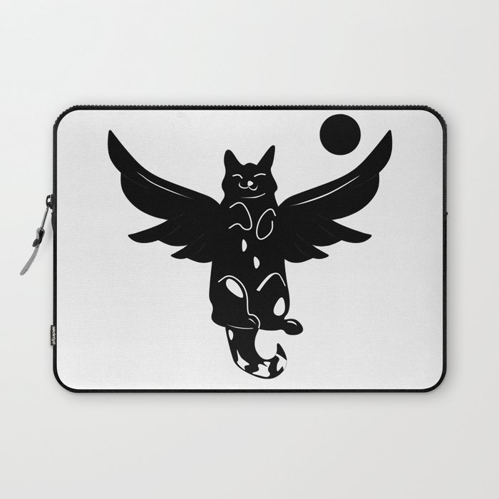Catuceus - Black flying cat Laptop Sleeve