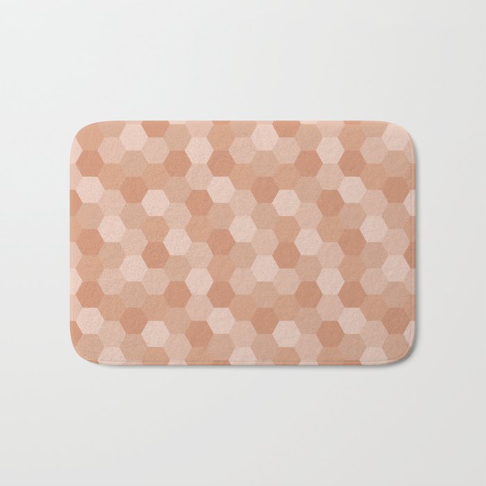 Brown Hexagon polygon pattern. Digital Illustration background Bath Mat