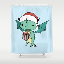 Christmas dragon Shower Curtain