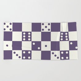 Checkered Dice Pattern (Creamy Milk & Juicy Plum Color Palette) Beach Towel