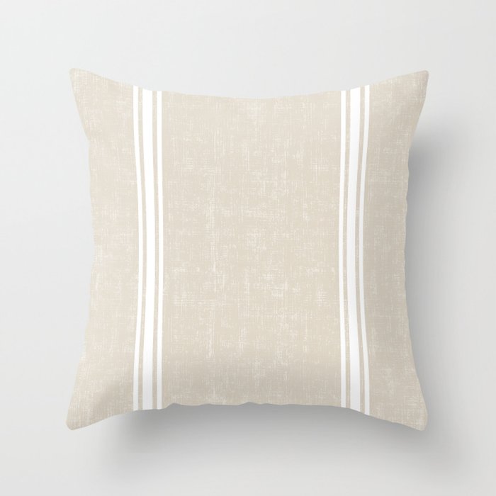 Vintage Country French Grainsack White Stripes Against Bone Color