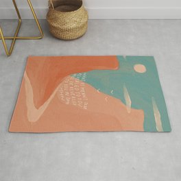 Warm Canyons - What Is Meant To Be - Quote Rug | Handlettering, Digital, Orange, Skyblue, Pastel, Curated, Mhn, Inspirational, Hope, Painting 