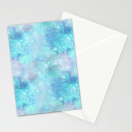 Aqua Blue Galaxy Painting Stationery Card