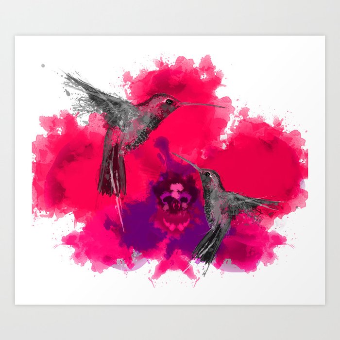 Pink hum orchid explosion  Art Print
