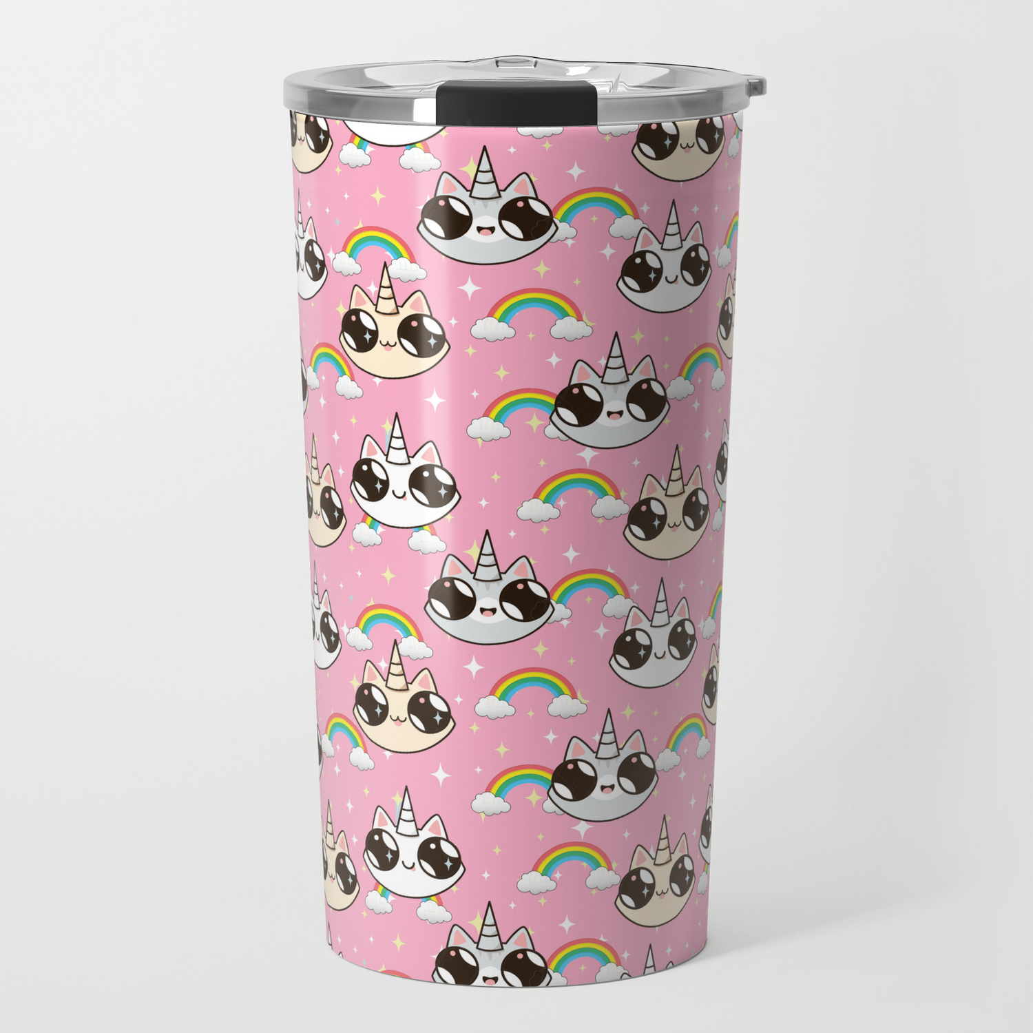 Cats Unicorns And A Rainbow Unicorn Cats On A Pink Background
