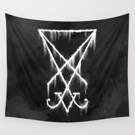 Sigil of Lucifer Watercolour Grunge Wall Tapestry