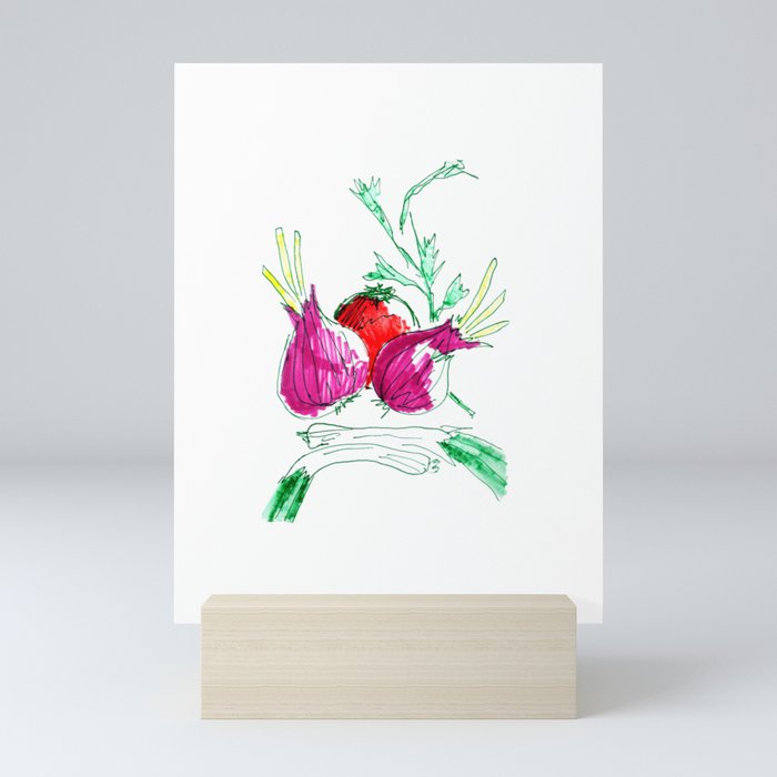 Minimalistic onions mix  Mini Art Print