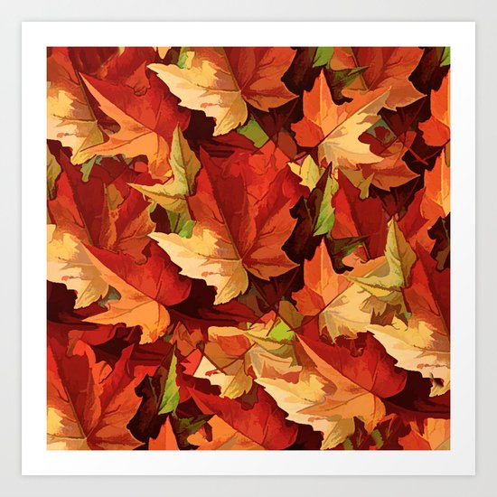 Autumn Leaves Abstract - Painterly Art Print