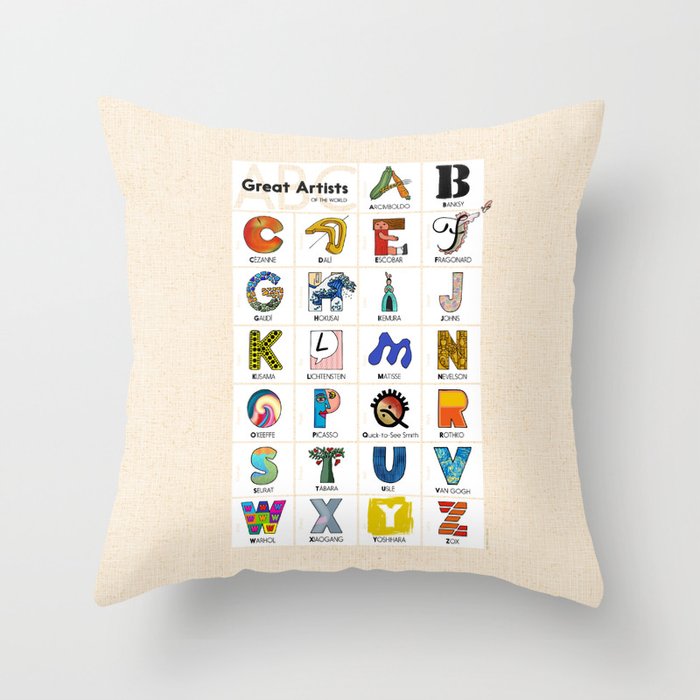 ABC Great Artists of the World Throw Pillow