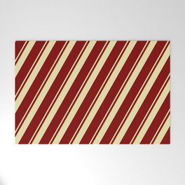 [ Thumbnail: Maroon & Pale Goldenrod Colored Lines Pattern Welcome Mat ]